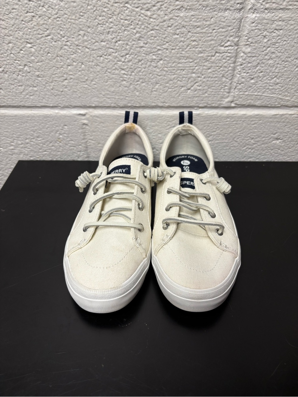 Sperry Crest Vibe Linen Sneakers Off White Women Size 8
